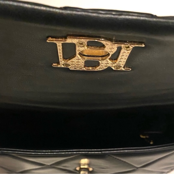 Badgley Mischka Black Gold Chain Quilted Crossbody Bag NWT - Picture 10 of 13